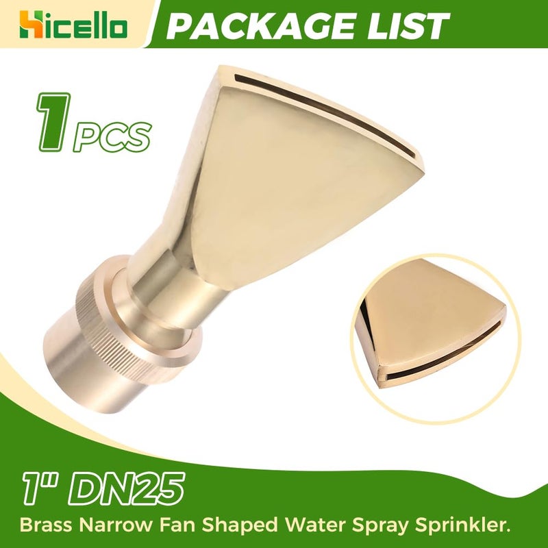 Hicello 1" Brass DN25 Fan Shaped Fountain Nozzle Flat Duck-Bill Fountain Head Sprinkler Spray Head for Garden Pond, Amusement Park, Museum, Library - Image 2